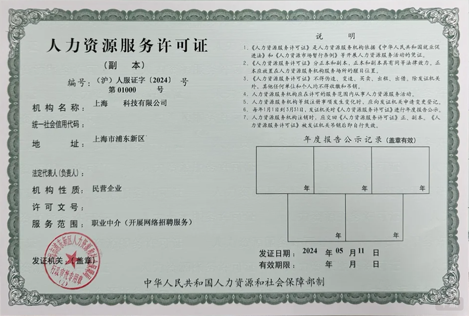 上海人力資源服務(wù)許可證（副本）